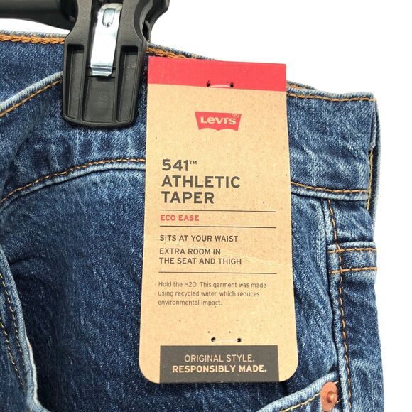 NEW Levi's 541 Athletic Fit Taper Stretch Jeans Blue Denim Mens 36x34 - Picture 4 of 10